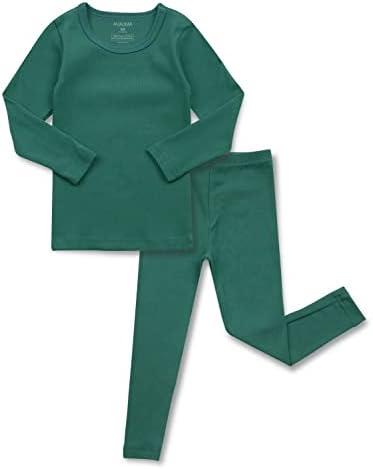 AVAUMA Baby Boys Girls Pajama Set Kids Toddler Snug fit Basic Cotton Sleepwear pjs for Daily (Green-2 Large)