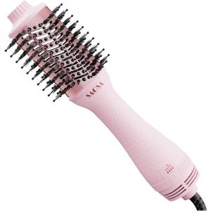 SAOSA Hair Dryer Brush Blow Dryer Brush in One, 4-in-1 Professional Titanium Ionic Hot Air Brush & Volumizer with ALCI Safety Plug for Medium to Long Hair (Pink)