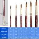 Falling in Art Paint Brushes, Watercolor Paint Brush Set with Sable Hair, Different Tips Size, Wooden Handle, Ideal Artist Brush for Watercolor Painting, 6Pcs (Round)