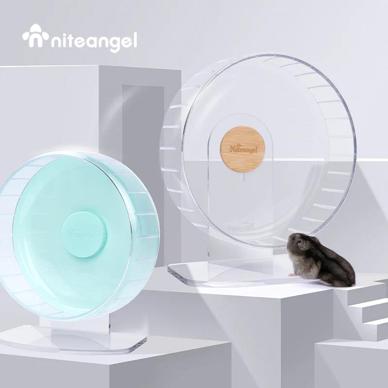 Niteangel SuperSilent Hamster Exercise Wheels:  Quiet Spinner Hamster Running Wheels with Adjustable Stand for Hamsters Gerbils Mice Or Other Small Animals (S, Mint Green)