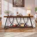 JUSTOGO 70.9" Narrow Console Table for Entryway, Industrial Long Sofa Table Behind Couch, Farmhouse Hallway Table with Storage for Living Room, Entrance, Foyer, Rustic Brown, 70.9" X 11.8" X 28.6"