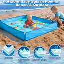 Portable Beach Puddle 3.9 x 3.9 FT, Foldable Play Pool for Toddlers and Kids, No Dig No Inflate, with Carrying Bag for Beach, Backyard and Travel