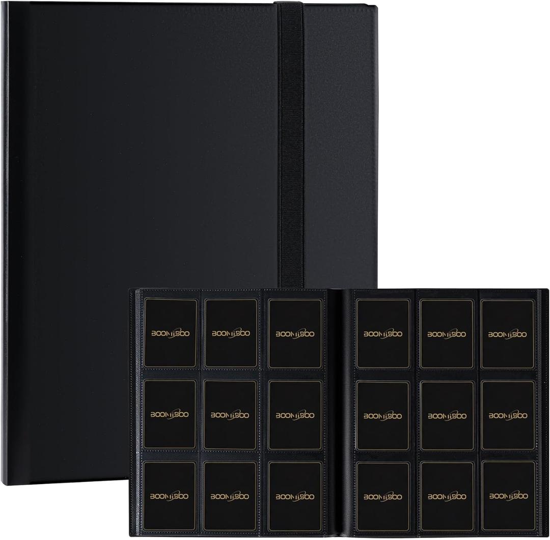 Card Binder 9 Pocket Storage 360 Card Binder,Trading Card Binder Senior and Sturdy Side-Loading Album,Intended For YuGiOh,MTG, TCG,Game Cards & Baseball Card Binde,(Black)