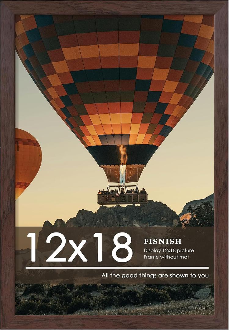 12x18 Picture Frame, Walnut Woodgrain, Wall Mount, 1 Pack