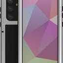 LOVE MEI Military Rugged Case for Samsung Galaxy S24 Plus, with Tempered Glass Screen Protector, Shockproof Dustproof Scratch Proof Hybrid Metal and Silicone Gel Heavy Duty Full Body Cover Silver