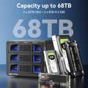 CENMATE Hybrid 2*2.5/3.5" SATA HDD/SSD+3* M / B+M Key M.2 NVMe Enclosure with Cooling Fan and USB A/C 3.2 Gen 2, Hard Drive Enclosure Support 68TB(2*22TB HDD+3*8TB 2230/2242/2260/2280/22110 SSDs)