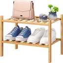 Small Shoe Rack, 2-Tier Shoe Rack for Entryway, Bamboo Wood Shoe Shelf for Closet & Hallway, Long 17.2IN | Beautiful | Functional | Sturdy | Durable