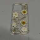LSEEKA for iPhone 16 Pro Clear Case with Pressed Real Flowers Design,Glitter Cute White Floral Pattern Slim Soft TPU Protective Women Girl's Phone Cover for iPhone 16 Pro