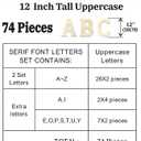 12 Inch 74 Pieces Wooden Unfinished Letters Wood Surface Alphabet Thin Wooden Letters for Crafts Wall Decor