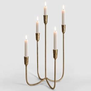 5-Candle Cast Iron Metal Candelabra Candlestick Holders 15 inch Tall Candle Holder Wedding Event Candelabra Candle Stand Brass Gold