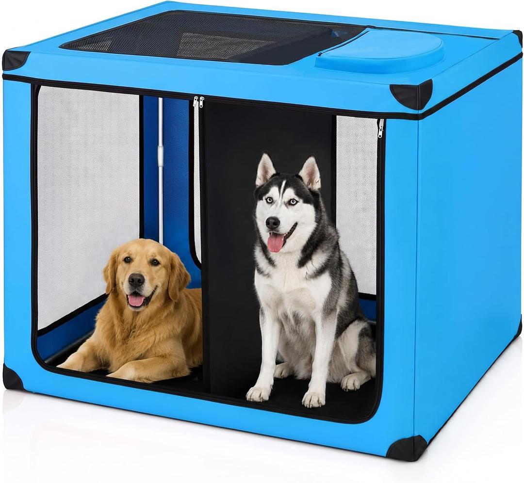 54" L x 36" W x 46" H Extra Large Travel Dog Crate for 2 Dogs with Divider