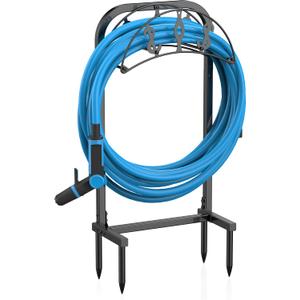 Garden Hose Holder, Water Hose Holder with 4 Spikes, Hose Reel Holds 150ft Hose, Freestanding, Heavy Duty Hose Stand Hose Hanger Hose Storage Hose Organizer for Outside Lawn Yard