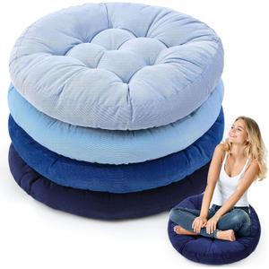 Jerify Dirty Blue 4 Pcs Large Floor Pillow Cushion,Round 22 x 22 | Round Square Flexible Seating Floor Meditation Pillow for Classroom Adult Picnic Party Learning Daycare School Reading Corner
