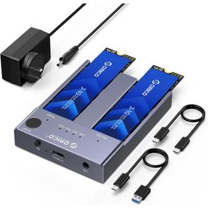 ORICO M.2 NVMe Docking Station Dual-Bay SSD Cloner USB A/C to NVMe SSD Enclosure Aluminum M.2 Duplicator for PCIe M-Key SSDs Max Up to 8TB Tool Free-M2P2