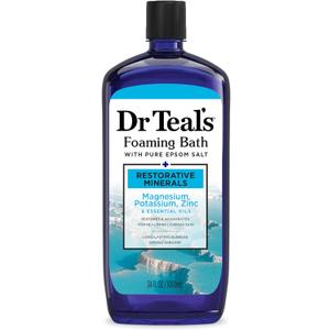 Dr Teal's New 2025 Restorative Minerals | Pure Epsom Salt Soak, 3 lbs. and Foaming Bath, 34 Fl Oz (Restorative Minerals Salt + Foaming Bath), 4 Pack