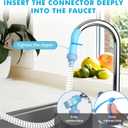 Slip-On Faucet Sprayer Attachment with 6 Ft Hose for Pet Bathing, Kitchen and Utility Sink - Includes 2 Zip-Tie Rings - Fits Round Faucets/Showerheads Up to 3" Diameter