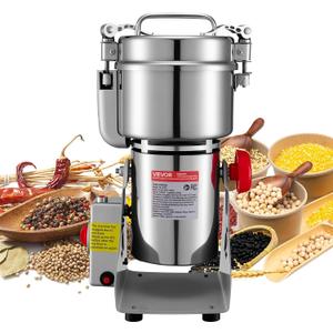 VEVOR Electric Grain Mill Grinder, 1.8 lbs Commercial Spice Grinders, High Speed 2100W Stainless Steel Pulverizer Powder Machine, for Dry Grains, Spices, Cereals, Coffee, Corn & Pepper, Swing Type