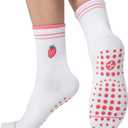 2 x COOLMATE Pilates Socks with Grips for Women, Yoga Socks, Crew Non Slip Women for Barre, Pilates Gifts for Women
