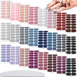 Maitys 336 Pieces 24 Sheets Nail Wraps Gel Nail Stickers Polish Strips Self Adhesive Seasonal Solid Color Decal Manicure Kits with File for Women Girls Holiday(Cute Style,Cute Color)