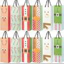 Blue Panda 24 Pack Christmas Wine Gift Bags, 6 Winter Xmas Designs, Christmas Wine Bags for Wine Bottles Present, Winter Holiday Season Gathering Party, 15.3 x 3.2 x 5.5 Inches