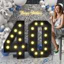 Froova 4FT Light up Numbers 40 Mosaic Numbers Marquee Lights Sign 40 Frame with Slots for 40th Birthday Party Large Cardboard with Light Bulbs Pre-Cut Kit Giant Cut-Out Thick Foam Board Sign DIY Party