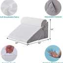 Bedluxe Wedge Pillow Headboard, 3PCS Orthopedic Bed Wedge Pillows Set for After Surgery, Adjustable Pillow Wedge for Acid Reflux&Back Pain Relief, Sleeping, Back Pillow for Bed Sitting Up, White/Grey