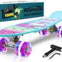 Skateboards, 22" Complete Skateboard, Mini Cruiser Skateboard for Kids Boys Girls Teens Beginners with Colorful Flashing Wheels Skate Tool, Kids Children's Day Gift