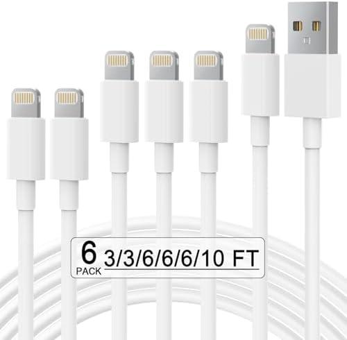 Pack of 5, Apple MFi Certified 6Pack(3/3/6/6/6/10 FT) iPhone Charger Fast Charging Lightning Cable iPhone Charger Cord Compatible for iPhone 14/13 /12/11 Pro MAX/XR/XS/8/7/Plus/6S/SE/iPad More