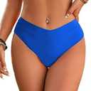 Fanuerg Women's Bikini Bottom Cross V Cut Front Swimsuit Full Coverage Bathing Suit Bottoms (Medium)