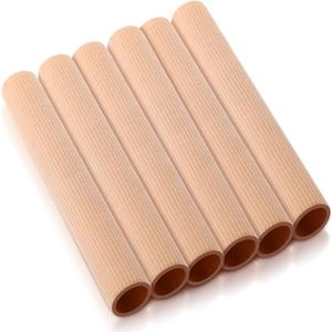 HESTYA Open Gel Finger Toe Tubes 6 Pcs Fabric Gel Lined Cushion Sleeve Protector for Bunion Hammer Toe Callus Corn Blister Friction(6 x 0.98 Inch)