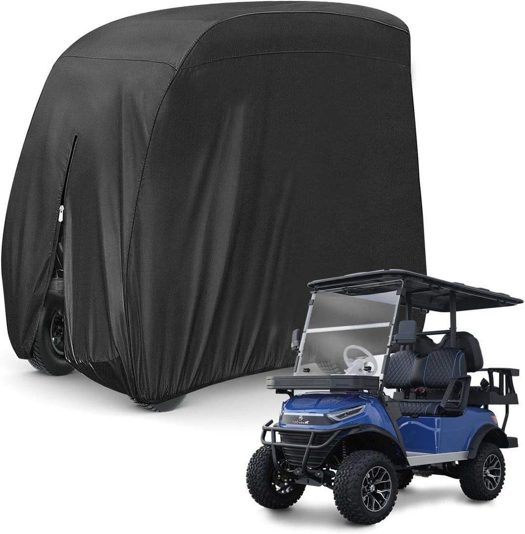 KISEER 4 Passenger 420D Waterproof Golf Cart Cover fits EZ GO Club Car Yamaha, Sunproof Dustproof