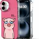 for iPhone 16 Case, Animal Print Case for iPhone 16, Scratch Resistant Shockproof Cover, Aesthetic Clear Phone Cover, Hi Pig, Funny Pig CasesB015