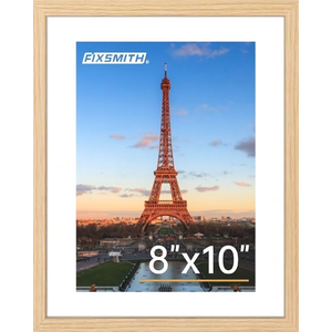 FIXSMITH 8x10 Picture Frame, Photo Frame with HD Plexiglass, Display Pictures 5x7 with Mat or 8x10 Without Mat Multi Picture Frames Collage for Tabletop or Wall Display, Natural