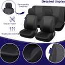9PCS 3D Foam Car Black Full Set Seat Covers, Polyester Waterproof | Pressure support, vibration absorption, headrest covers included, fits most cars SUVs and trucks, auto interior accessories