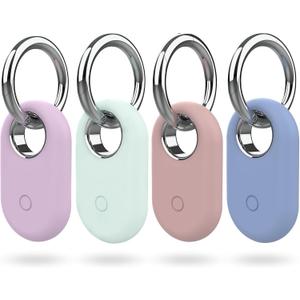 4 Pack Smarttag2 Holder Compatible with Samsung Galaxy SmartTag2, Soft Silicone Case All-Round Protection Against Scratch and Drop, with Keychain Suitable for Keys, Bags, Luggage, and Valuables (Lilac/Blue/Mint Green/Baby Pink)