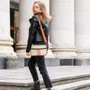 Checkered Crossbody Bum Bags for Women Nylon Checkered Purse Fanny Packs Sling Cross Body Bag with Adjustable Strap