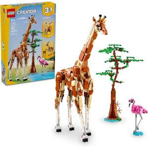 LEGO Creator 3 in 1 Wild Safari Animals, Rebuilds into 3 Different Safari Animal Figures - Giraffe, Gazelle or Lion Toy, Nature Toy, Building Set for Kids Ages 9 Years Old and Up, 31150