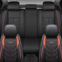 Csidy02 Leather car seat Covers, Comfortable 5-Seater Full Set, Suitable for Most Cars, SUVs, Pickup Trucks. Suitable for All Seasons, Universal Type (Black and Orange)