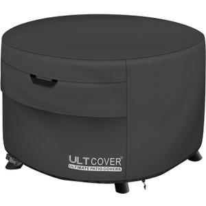 ULTCOVER Patio Fire Pit Table Cover Round 50 inch Outdoor Waterproof Fire Bowl Cover, Black