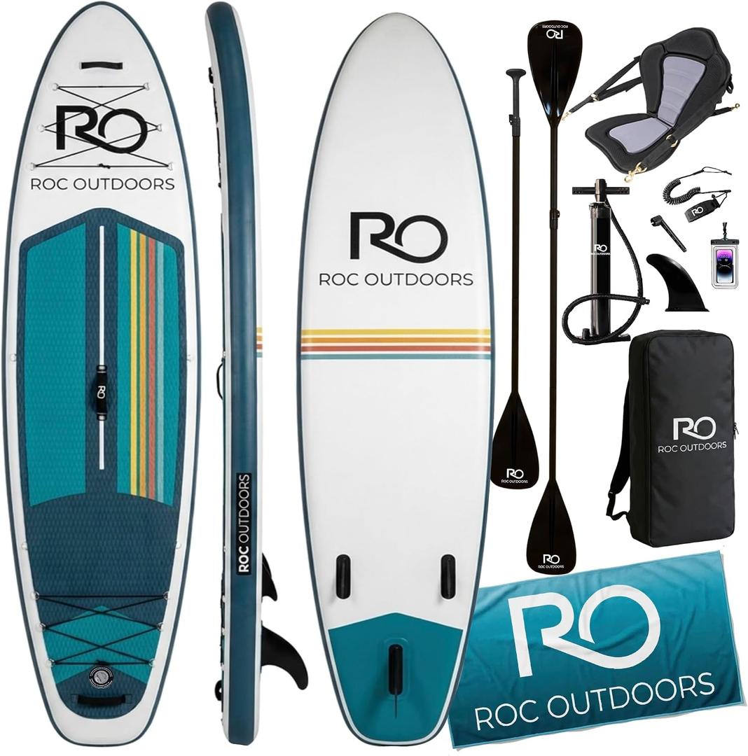 Roc Inflatable Stand Up Paddle Board 10' 6" with Premium SUP Paddle Board Accessories, Wide Stable Design, Non-Slip Comfort Deck for Youth & Adults
