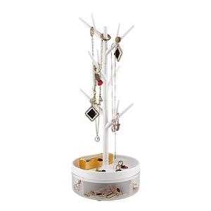 Half Room Branch Jewelry Rack With Rotatable Base and Storage Box Tree Tower Rack Hanging Organizer for Ring Earrings Necklace Bracelet,Suitable for Living Rooms, Bathrooms, Offices,etc.