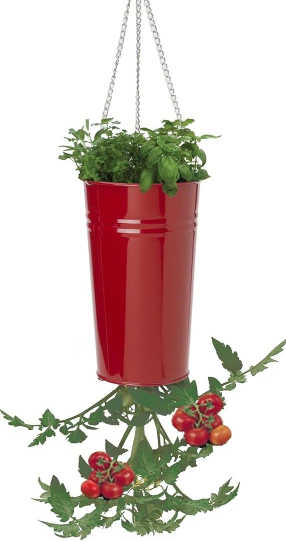 XR Galvanized Heavy Gauge Steel Hanging Strawberry Floral Planter, Red