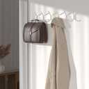 GWAAZXGZ Coat Rack Wall Mount Hooks - 15 Inch Matte White Metal 6-Hook Organizer Wall Mounted, Modern Kids Room, Entryway & Bathroom Hanger for Beach Towels, Coats, Purses, Bags (2 Pack)