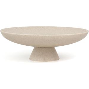 YMXYJM Modern Resin Pedestal Decorative Bowl, Large Fruit Bowl for Kitchen Counter, Stylish Key Bowl for Entryway Table, Beige