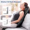 Mynt Shiatsu Neck and Back Massager with Heat, 3D Kneading Full Back Massager for Pain Relief Deep Tissue, Foldable Adjustable Chair Massager for Home Office, Black