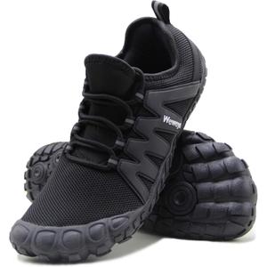 Weweya Barefoot Shoes Men Minimalist Running Cross Training Shoe (9.5, Black)