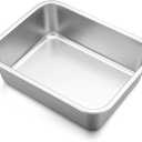 P&P CHEF Lasagna Pan, Rectangular Cake Pan Roaster Pasta Baking Cookie Sheet Pans Stainless Steel, Heavy Duty & Durable, Oven & Dishwasher Safe, 10.7" L x 3.2" H