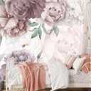 Watercolor Peony Floral Wallpaper Mural Peel and Stick 82"x57"