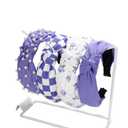 4Pack Knotted Headband for Women Checkered Flower Printed Headbands Top Knot Non Slip Beaded Headband Set Solid Color Wide Knotted Head Bands for Women's Hair (Light-Purp-l-e)