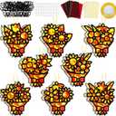 QOUBAI 32 Sets Fall Bouquet Suncatchers Craft Kit DIY Window Stained Glass Effect Autumn Bouquet Paper Crafts Home School Classroom Decoration Kid Birthday Gift Creative Art Project Activity Game